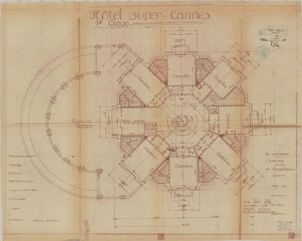 Hôtel Super-Cannes. 1er étage, 1941.