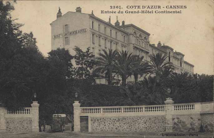 Côte d'Azur - Cannes. Entrée du Grand-Hôtel Continental, [1910].