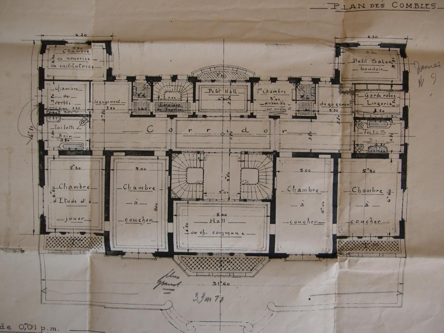 [Premier projet pour la villa de la Croix des Gardes à Cannes. Plan du premier étage.], 27 janvier 1918.