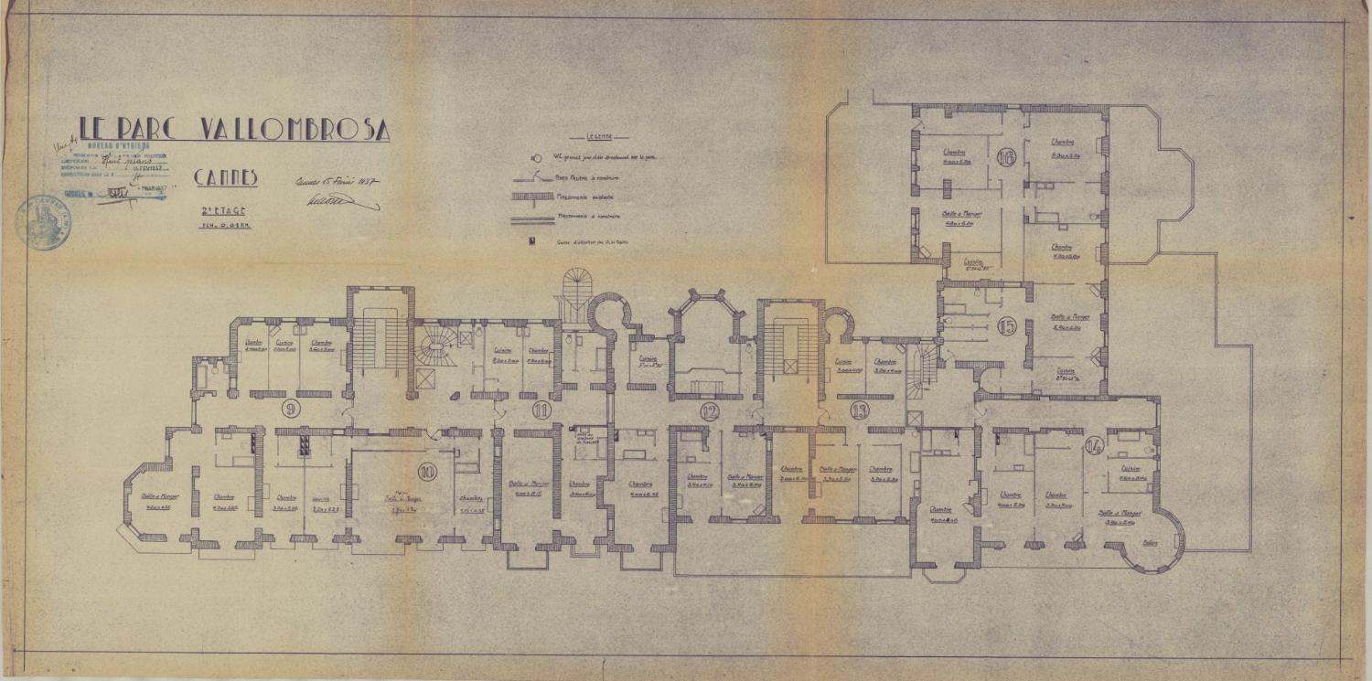 Le parc Vallombrosa. Cannes. 2e étage, 1937