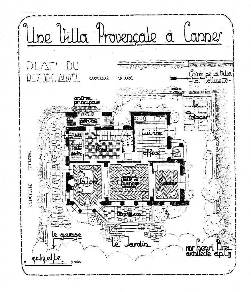Une villa provençale à Cannes [villa Bagatelle]. Plan du rez-de-chaussée, [1931].