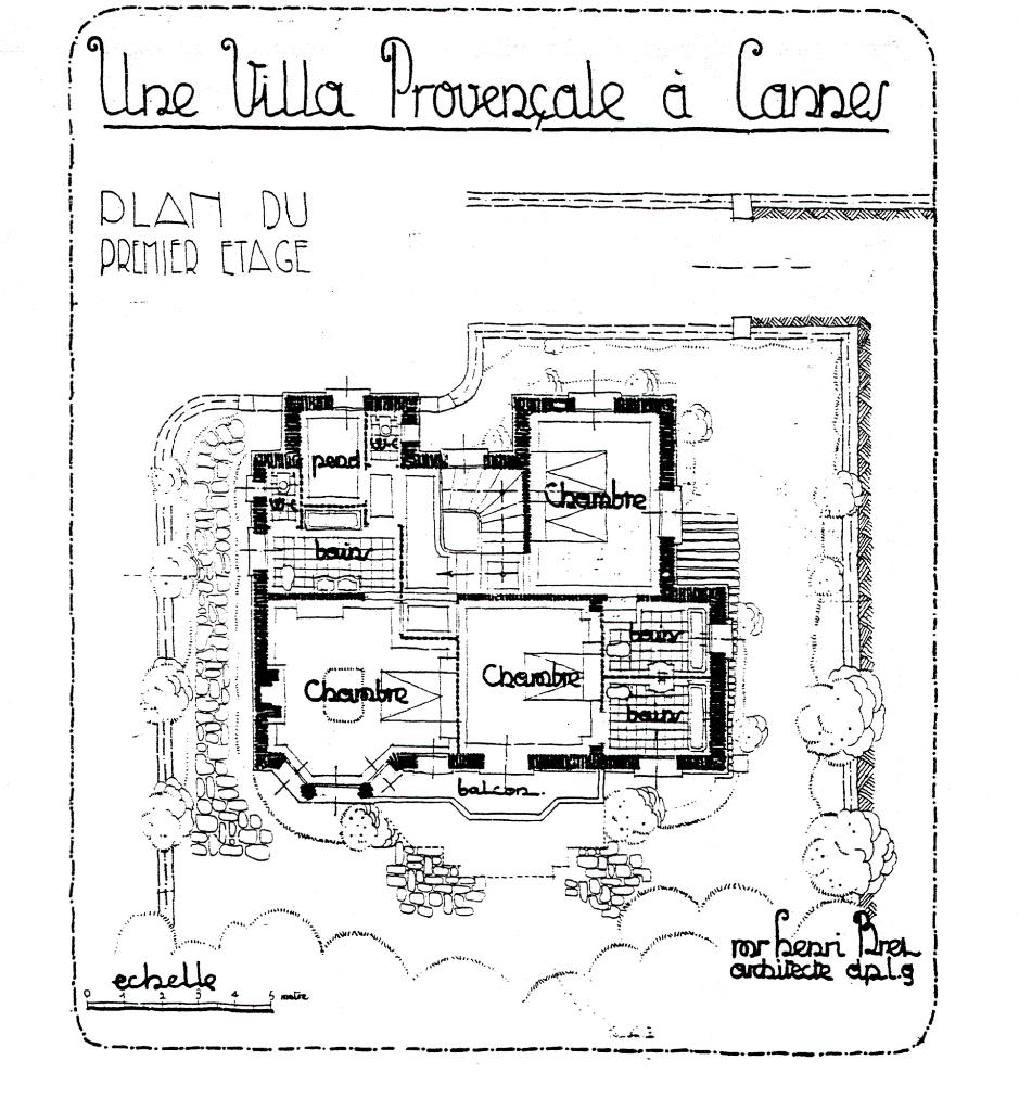 Une villa provençale à Cannes [villa Bagatelle]. Plan du 1er étage, 