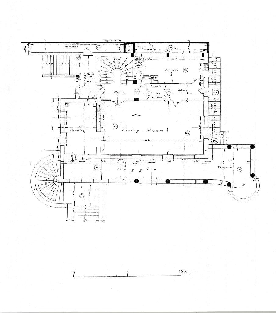 [Villa Tahoe à Cannes. Plans et façade sud.], 1938. Détail : plan du rez-de-chaussée.