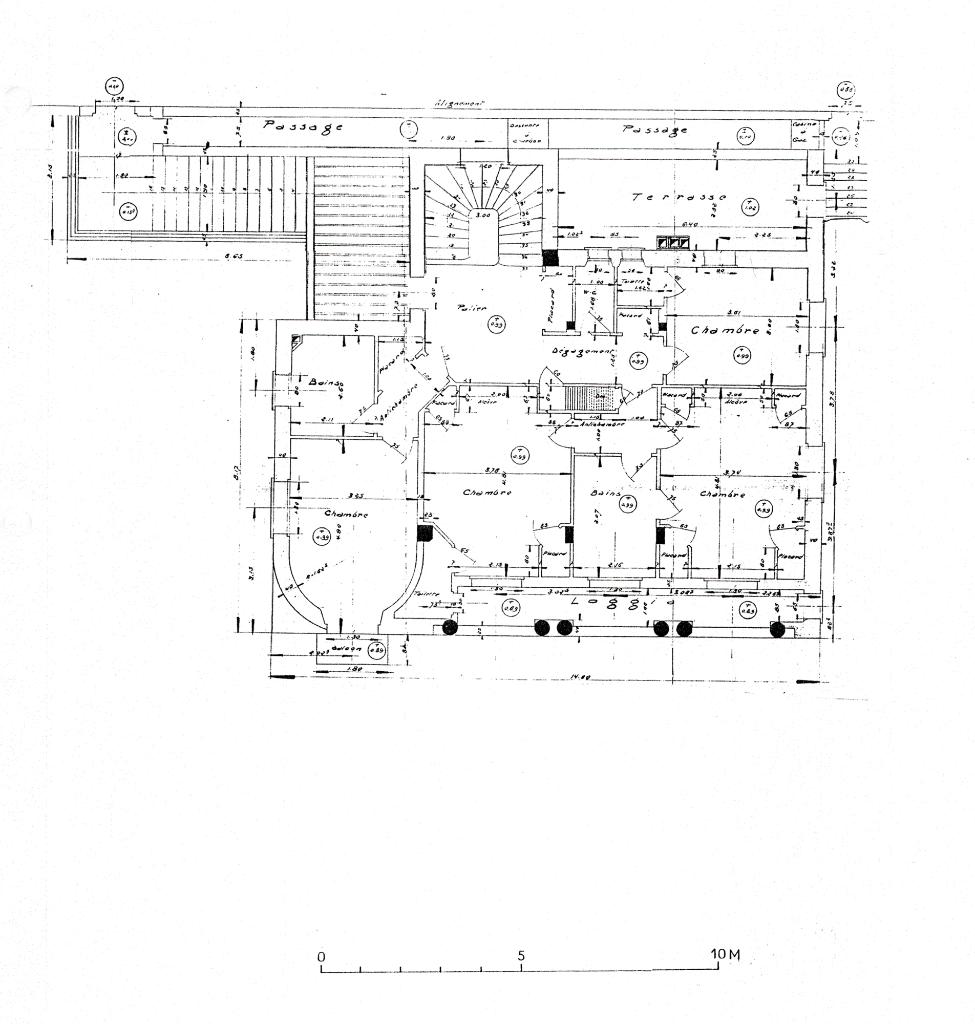 [Villa Tahoe à Cannes. Plans et façade sud.], 1938. Détail : plan du 1er étage.