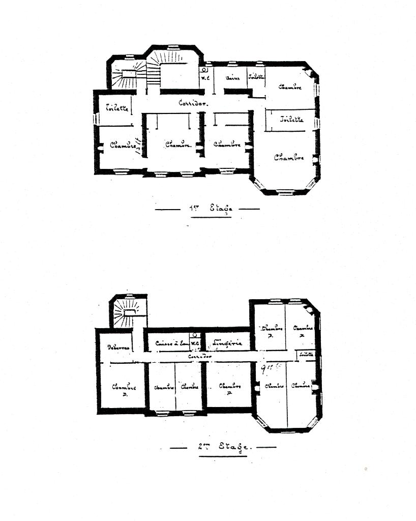 Villa Marie-Mélanie. Quartier Terrafial. Plans, [1900]. Détail : plans des 1er et 2e étages.