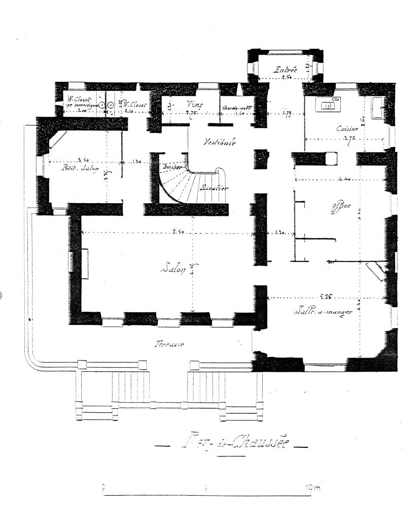 [Villa La Fourcade à Cannes. Plan des niveaux.], 1880. Détail : 1er étage.