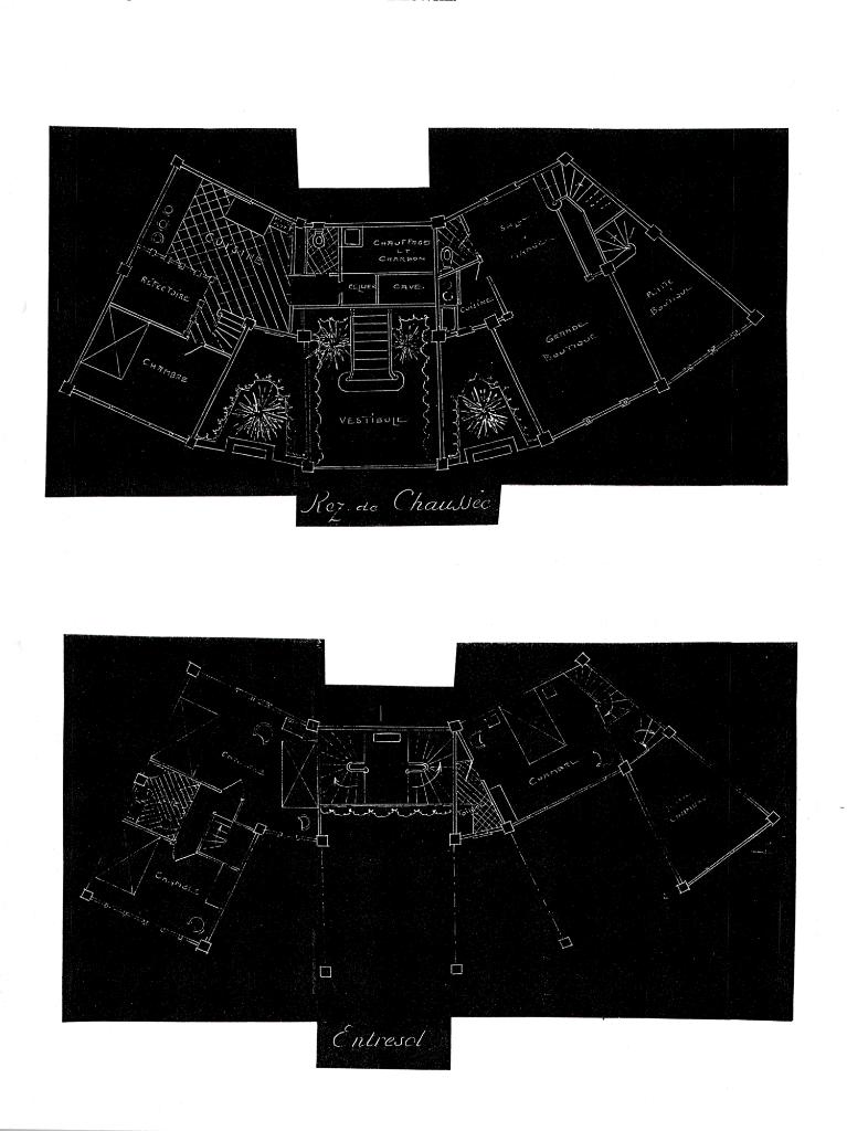 [Projet de salon de thé-boutique au belvédère de Super-Cannes. Plans du rez-de-chaussée et de l'entresol.], [1926].