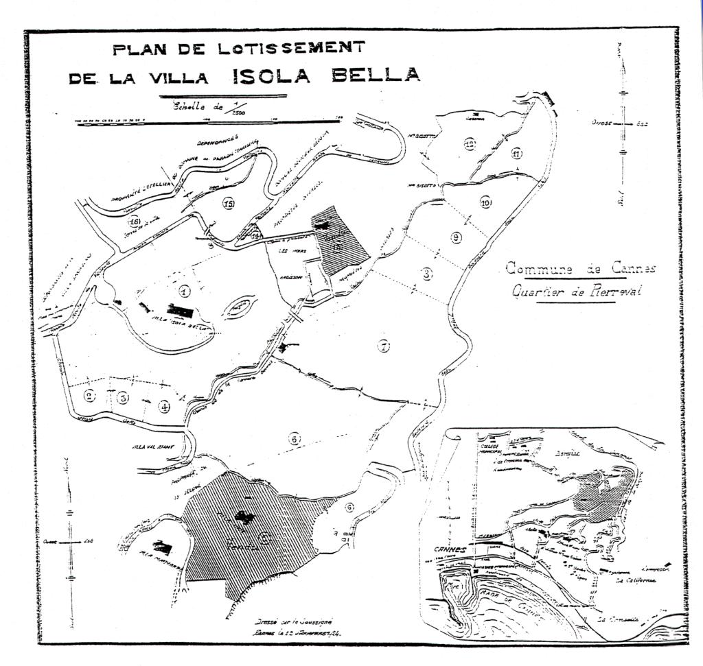 Plan de lotissement de la villa Isola Bella. 1924. Le lot 1 correspond au jardin rénové par Harold Peto.