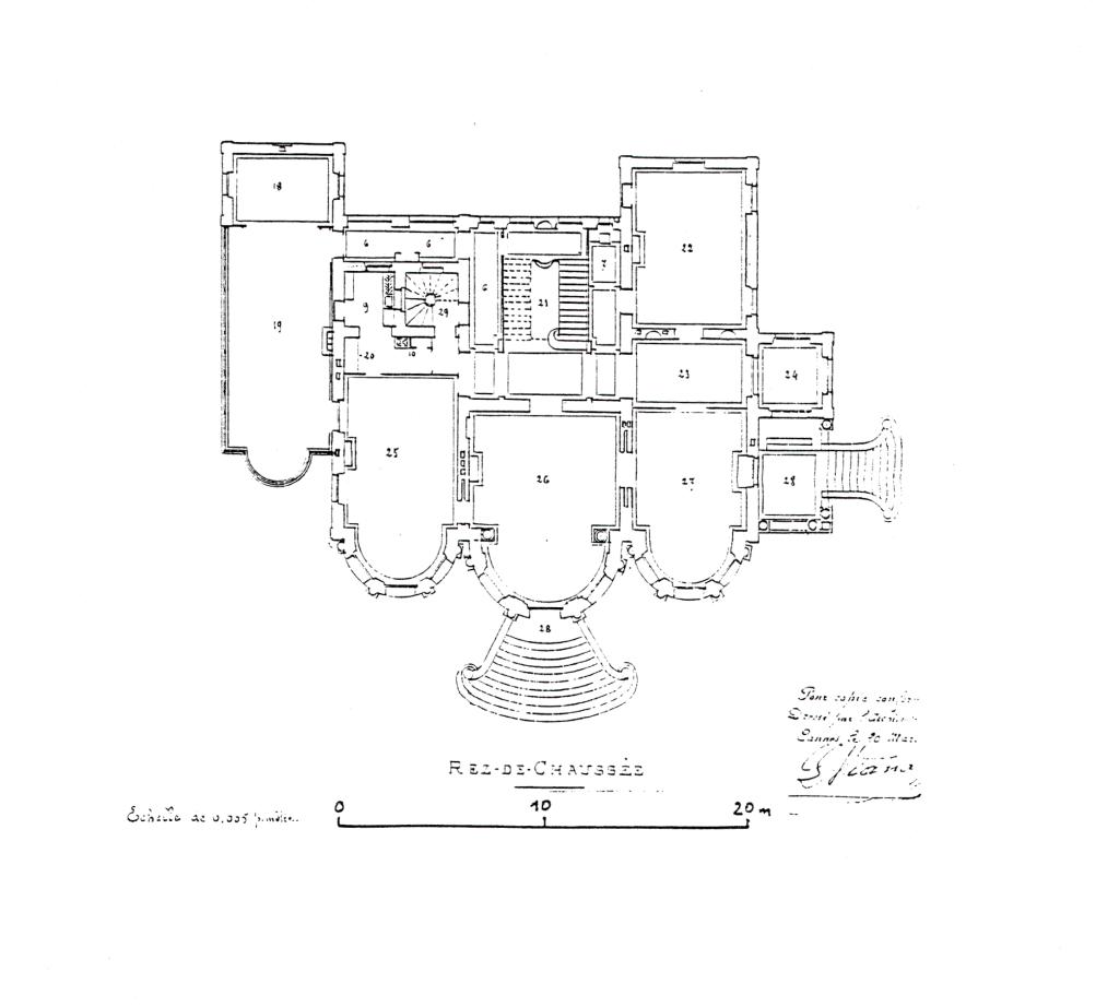 Lisnacrieve. [Plans des niveaux de la villa Lisnacrieve à Cannes.], 1917. Détail : rez-de-chaussée.