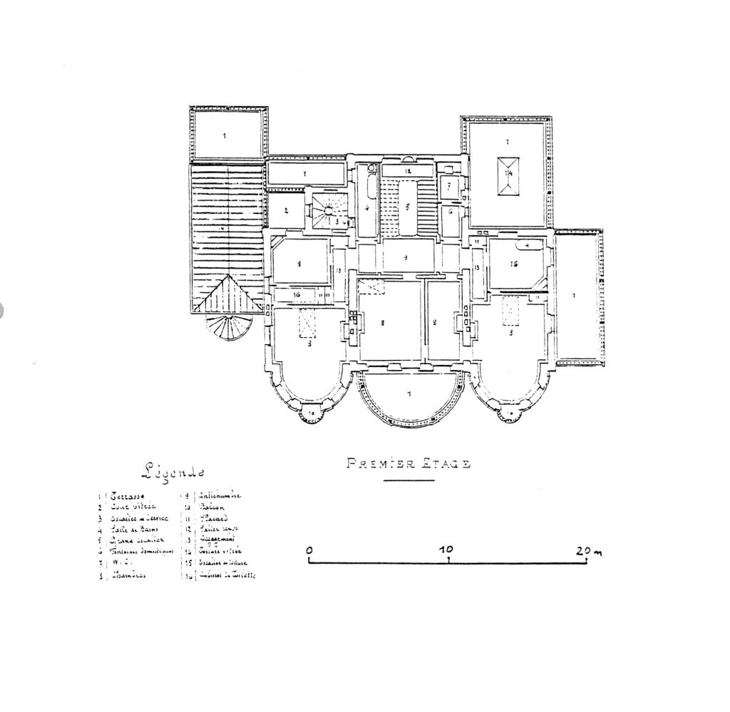 Lisnacrieve. [Plans des niveaux de la villa Lisnacrieve à Cannes.], 1917. Détail : 1er étage.