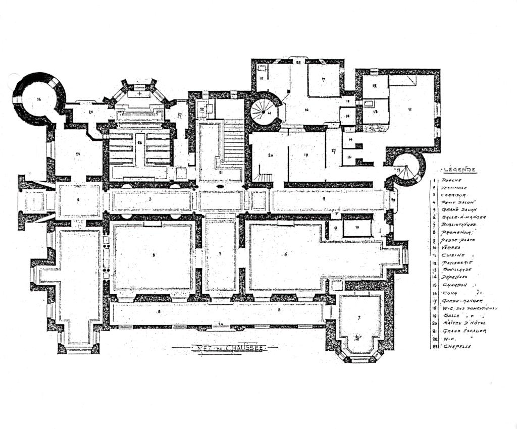 [Château des Tours à Cannes. Plan du rez-de-chaussée.], 1887.