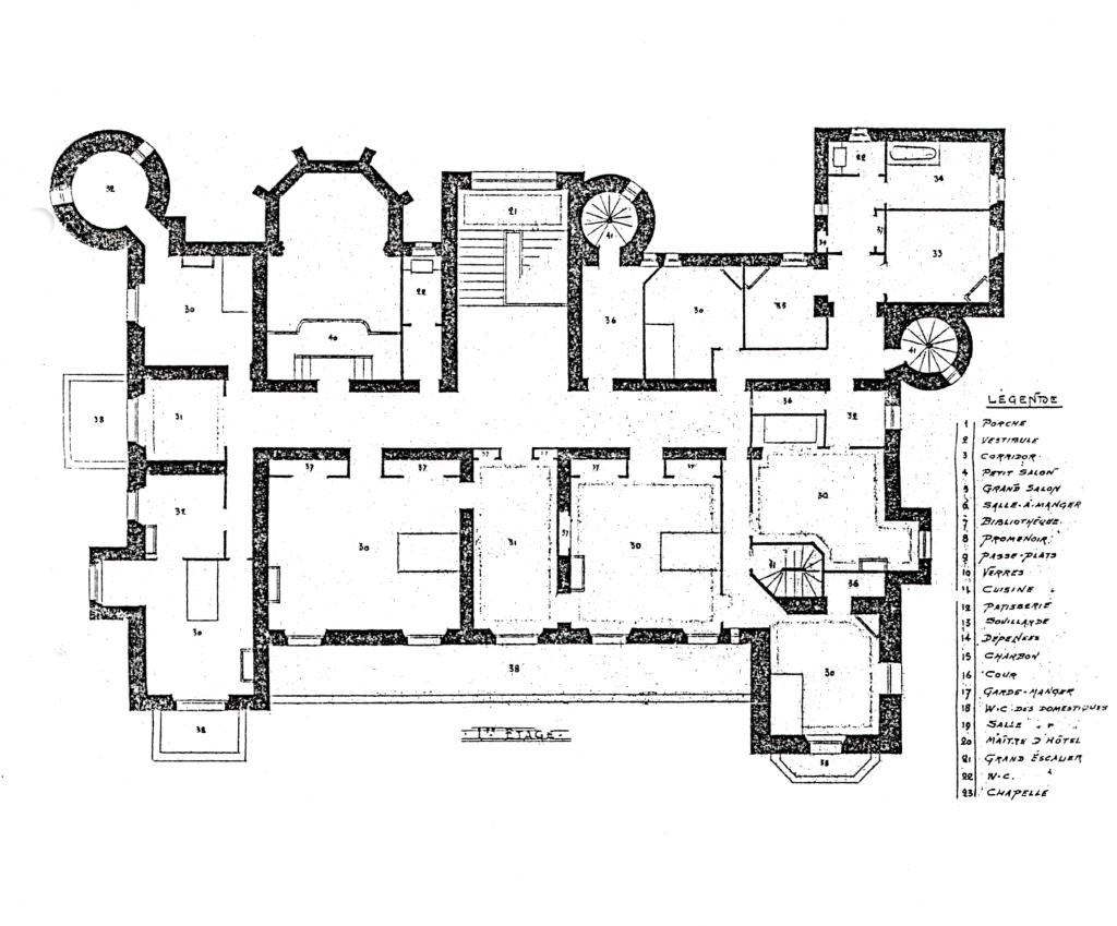 [Château des Tours à Cannes. Plan du 1er étage], 1887.