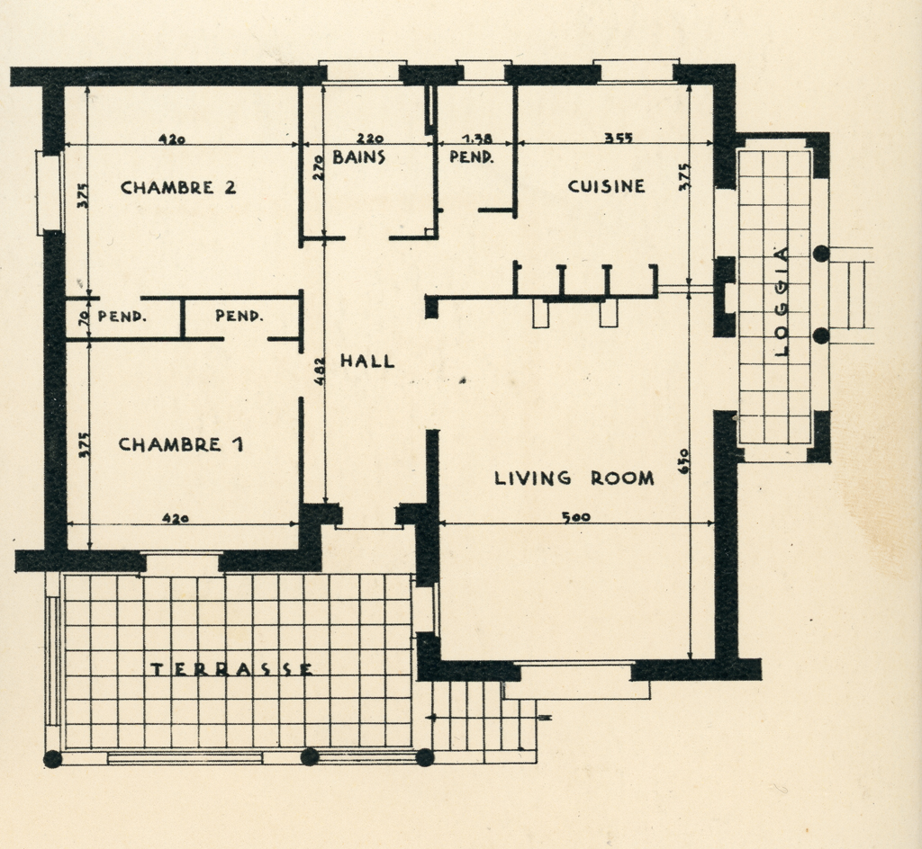 [Villa Le Crépuscule à Cannes. Plan du rez-de-chaussée.], vers 1960.