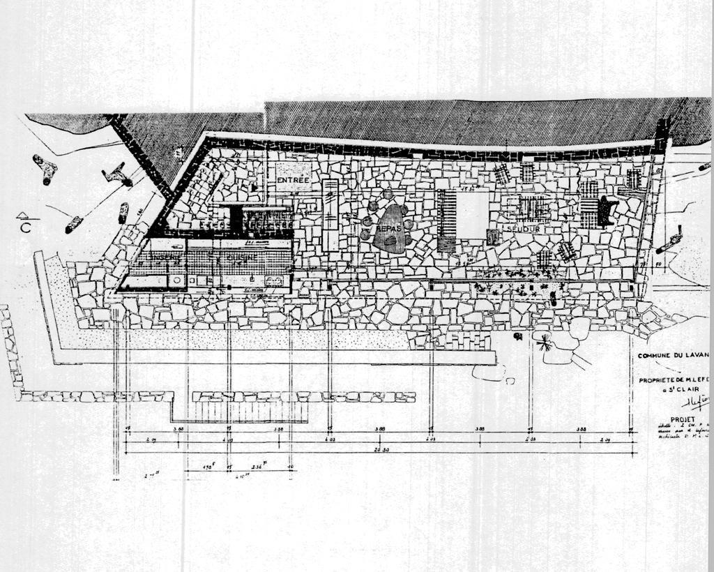 Propriété de M. Lefèvre à Saint-Clair. Projet. [Villa Le Pin Blanc. Plan du rez-de-chaussée], 1957.