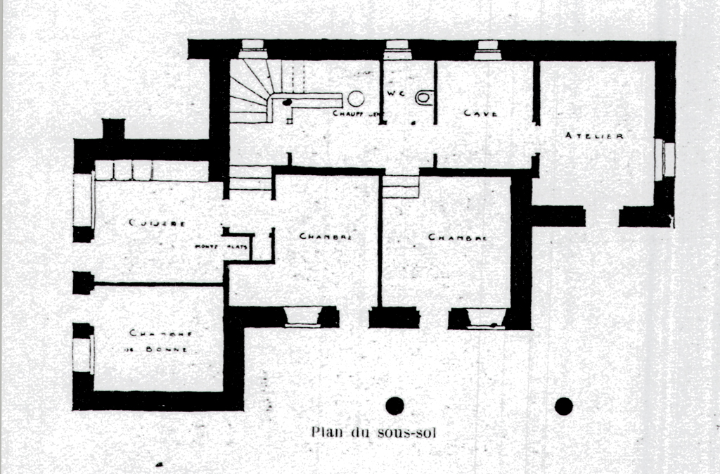 Villa Lahy au Lavandou. Plans, 1926. Détail : plan du sous-sol (étage de soubassement).