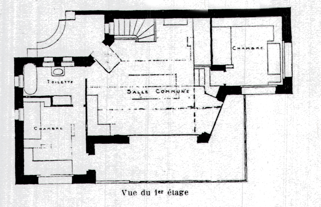 Villa Lahy au Lavandou. Plans, 1926. Détail : "vue du 1er étage", en réalité plan du rez-de-chaussée surélevé.