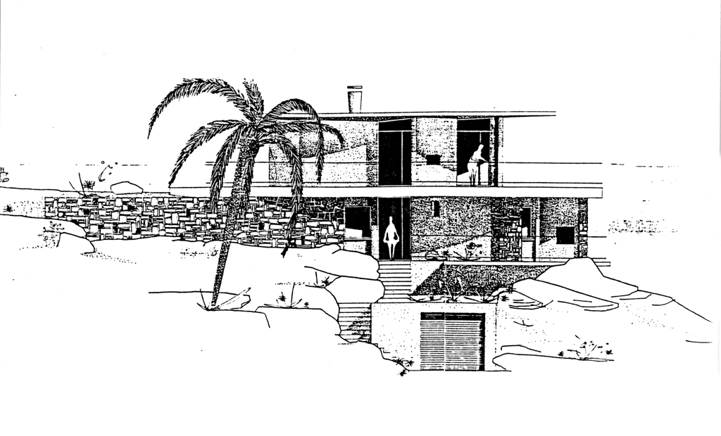 [Villa Altaïr au Lavandou. Elévation ouest.], 1958.