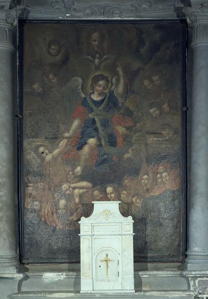 Tableau d'autel : Saint Michel délivrant les âmes du Purgatoire