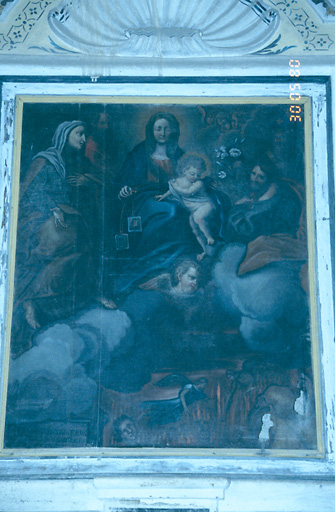 Tableau d'autel : Intercession de la Sainte Famille, de sainte Anne et de saint Joachim en faveur des Ames du Purgatoire