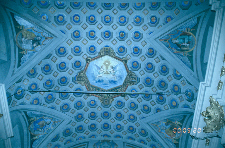 Peintures monumentales : Quatre Evangélistes, sainte Lucie en gloire, ornementation