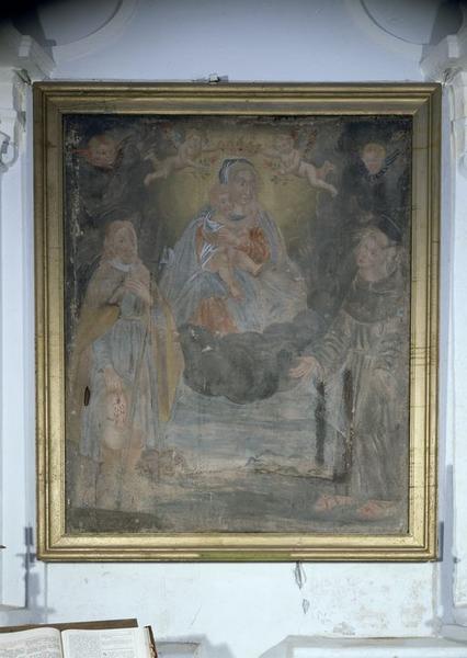 Tableau d'autel : Apparition de la Vierge à l'Enfant à saint Roch et saint Antoine de Padoue