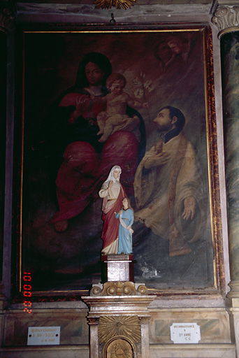 Tableau d'autel : Remise du Scapulaire à saint Ignace de Loyola par la Vierge à l'Enfant