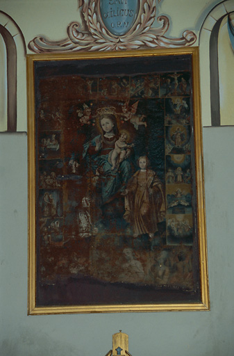 Tableau d'autel : Donation du Rosaire à saint Dominique et saint Cyr