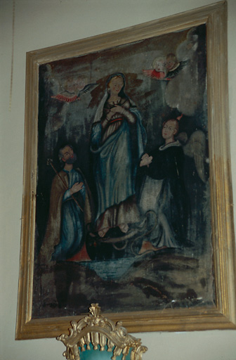 Tableau d'autel : Apparition de l'Immaculée Conception à saint Joseph et à saint Vincent Ferrier