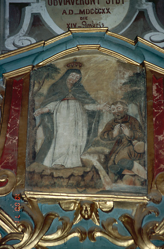 Peinture monumentale sommant le retable.