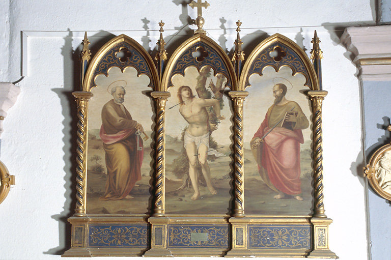 Retable : Saint Sébastien entre saint Pierre et saint Paul