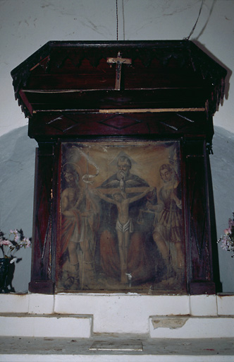 Tableau d'autel : Trinité entre saint Jean-Baptiste et saint Michel