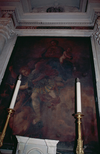 Tableau d'autel : Intercession de la Vierge à l'Enfant en faveur des âmes du Purgatoire