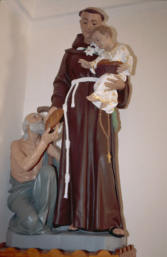 Groupe sculpté : Charité de Saint Antoine de Padoue et de l'Enfant Jésus