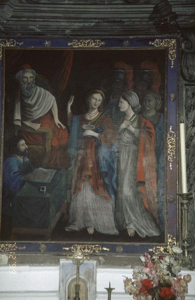 Tableau d'autel : Condamnation de sainte Lucie par le consul Paschasius