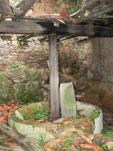Vue d'ensemble de la meule et de la cuve.