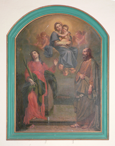 Tableau : Apparition de la Vierge à l'Enfant à saint Joseph et sainte Julie