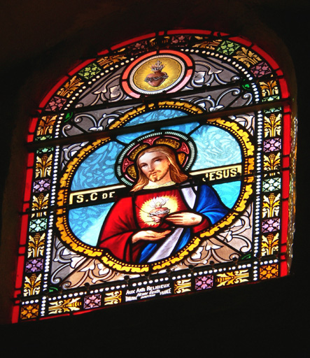 Ensemble de deux verrières à personnages : Sacré-Coeur de Jésus, Sacré-Coeur de Marie