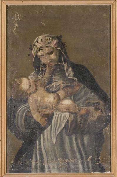 Ensemble de deux tableaux (en pendant) : Sainte Catherine de Sienne et l'Enfant Jésus et saint Pierre de Vérone (?)