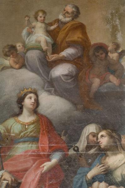 Détail : Saint Joseph et l'Enfant Jésus, saintes Ursule, Agathe et Appoline.