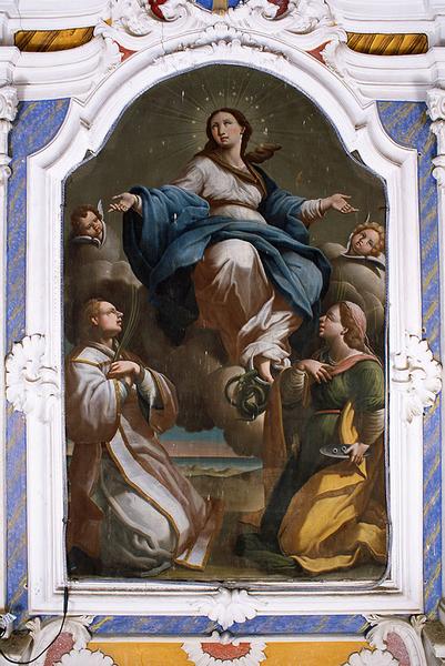 Tableau d'autel : Apparition de l'Immaculée Conception à saint Césaire et sainte Lucie