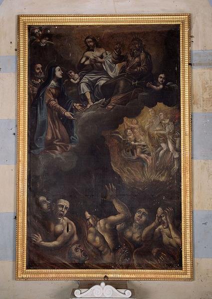 Tableau d'autel : Intercession de la Vierge et de saint Joseph auprès de la Sainte Trinité en faveur des Ames du Purgatoire