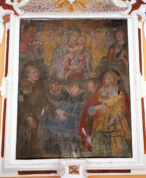 Tableau d'autel : Apparition de la Vierge à l'Enfant à saint Antoine de Padoue et à sainte Lucie