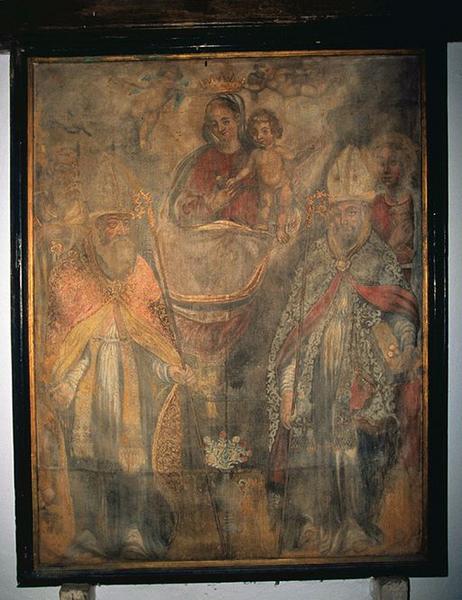 Tableau d'autel : Apparition de la Vierge à l'Enfant à saint Blaise, saint Pierre, saint Nicolas et sainte Lucie