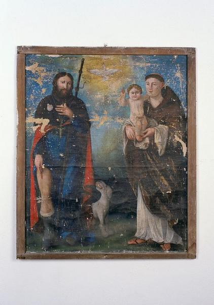 Tableau d'autel : Saint Roch, saint Antoine de Padoue et l'Enfant Jésus