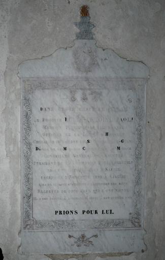 Plaque funéraire de Louis-Antoine Paoli