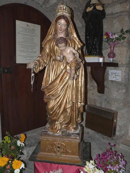 Statue de procession (petite nature) : Vierge à l'Enfant dite Notre Dame du Rosaire