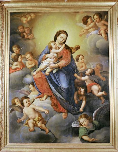 Tableau d'autel : Vierge à l'Enfant entourée d'anges