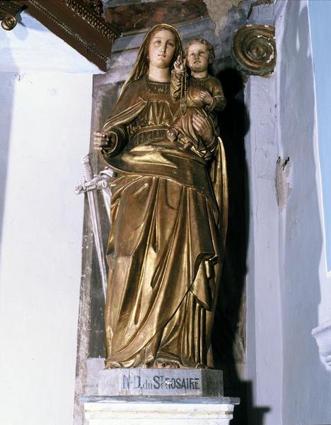 Statue (petite nature) : Vierge à l'Enfant dite Notre-Dame du Saint Rosaire