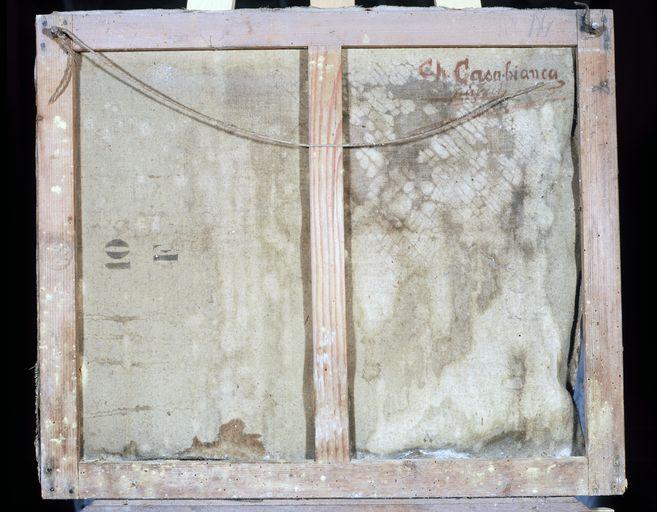 Inscription 'Ch. Casabianca, pinxit' portée au revers d'une toile.