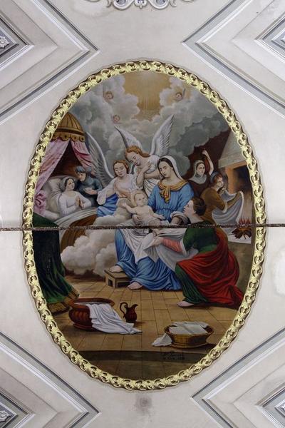 Peintures monumentales : Quatre Evangélistes, Nativité de la Vierge, saint Joachim, saint Joseph, ornementation